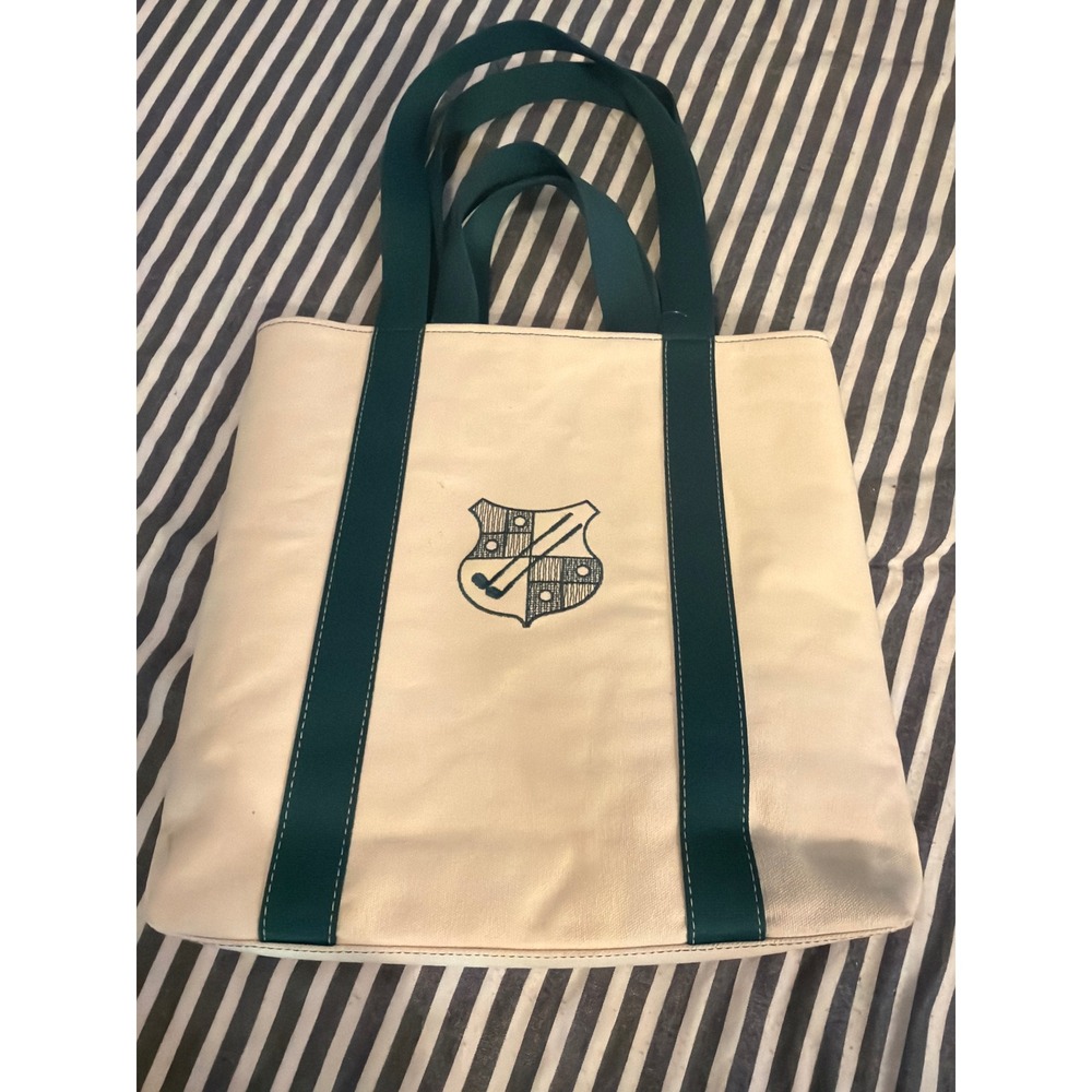 Golfari Pine Needles Golf Club Boatkin Style Canvas Tote Bag Cream Green  Bag